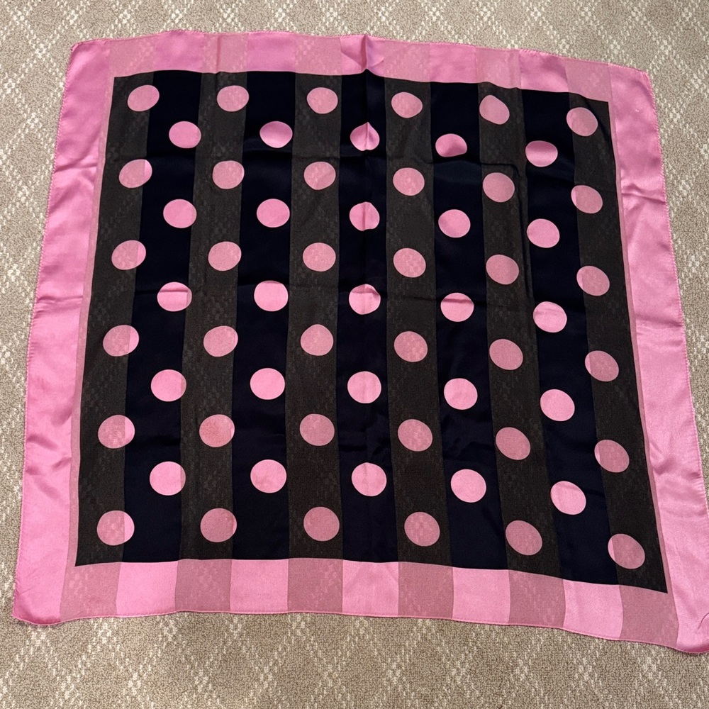 Carlisle Pink and Navy Polka Dot Scarf